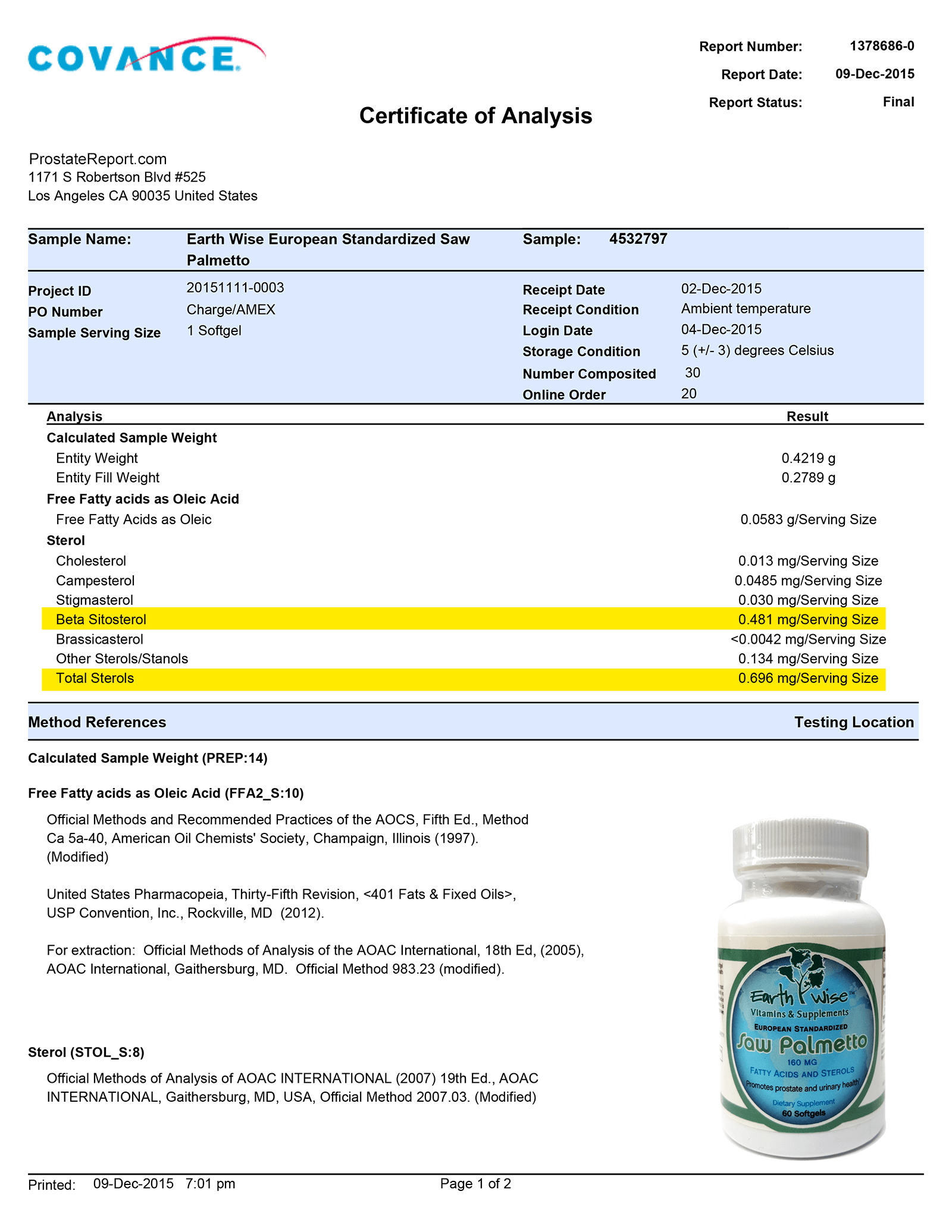 Saw Palmetto lab report 