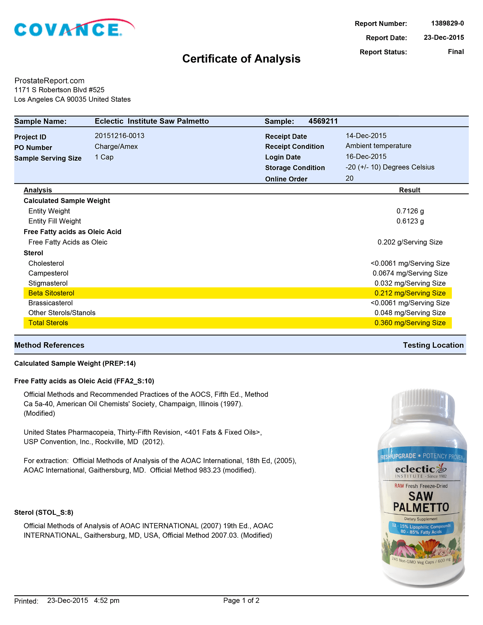 Saw Palmetto lab report 