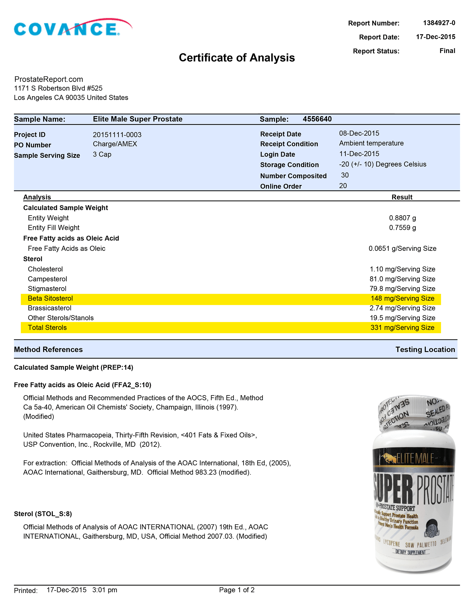 Super Prostate lab report 