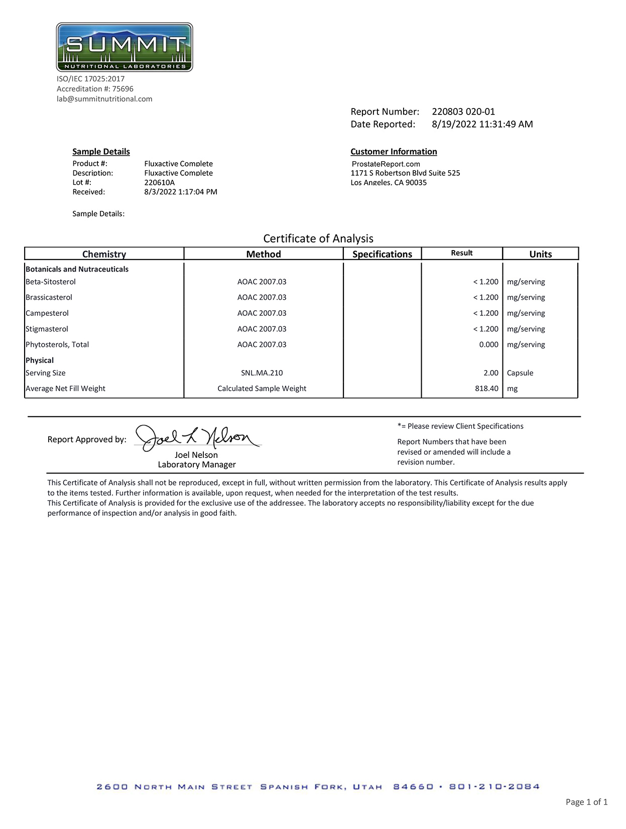 Fluxactive Complete lab report 