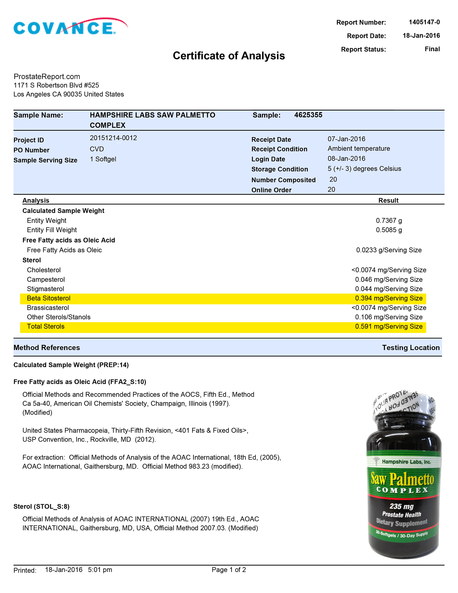 Saw Palmetto Complex lab report 