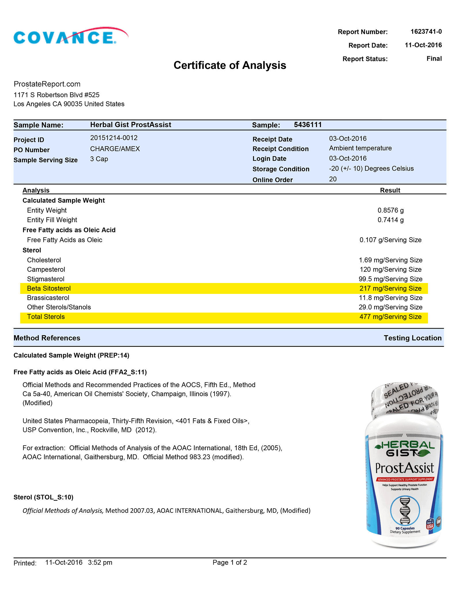 Prostassist lab report 