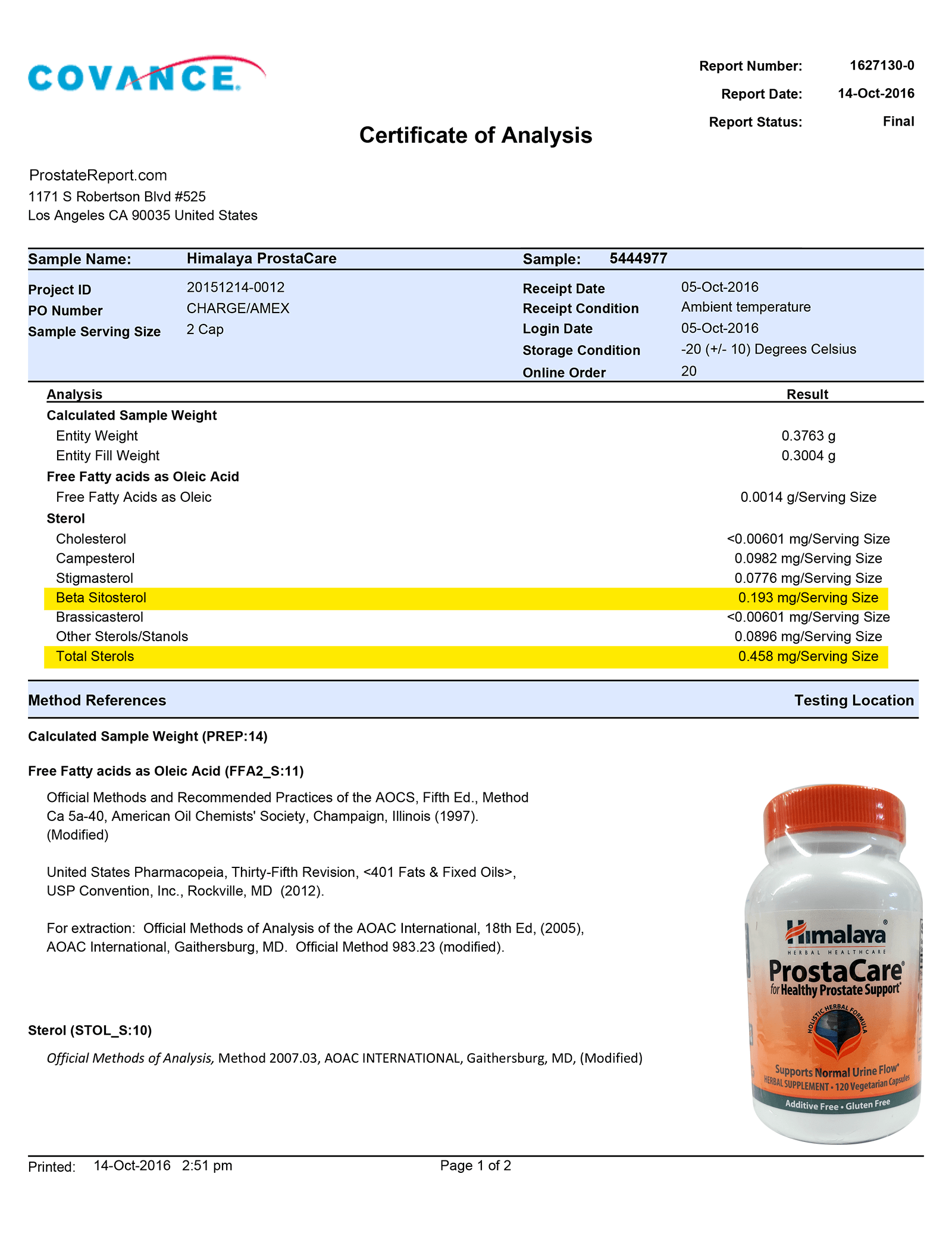 Prostacare lab report 