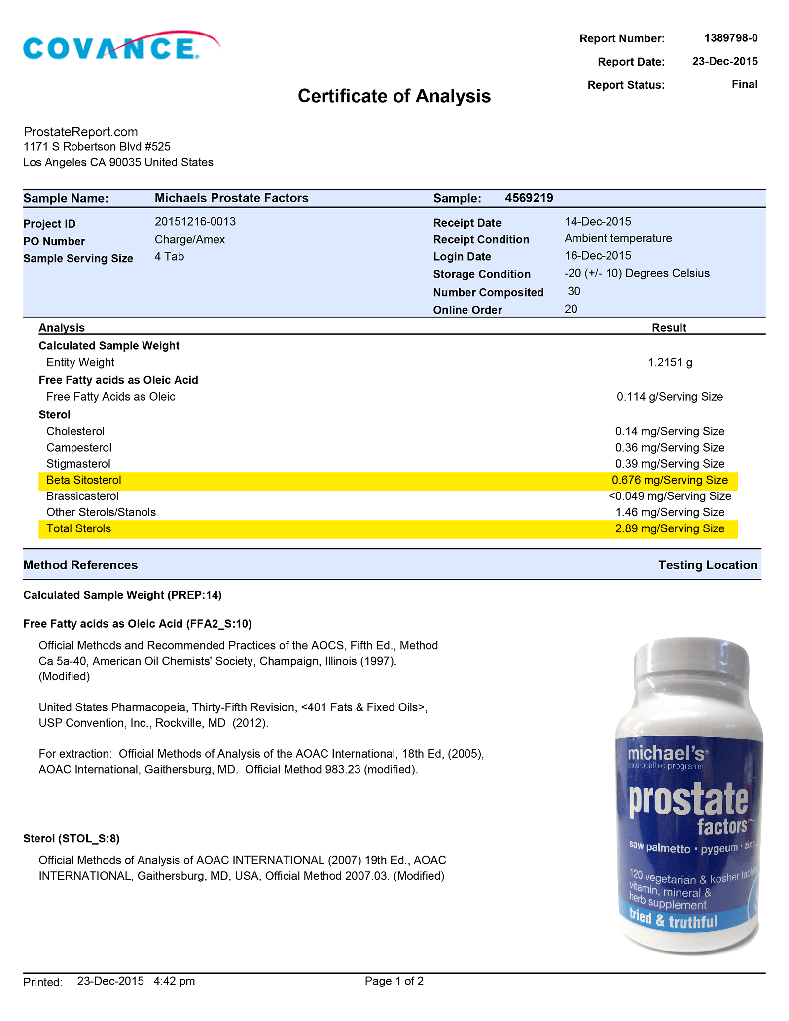 Prostate Factors lab report 