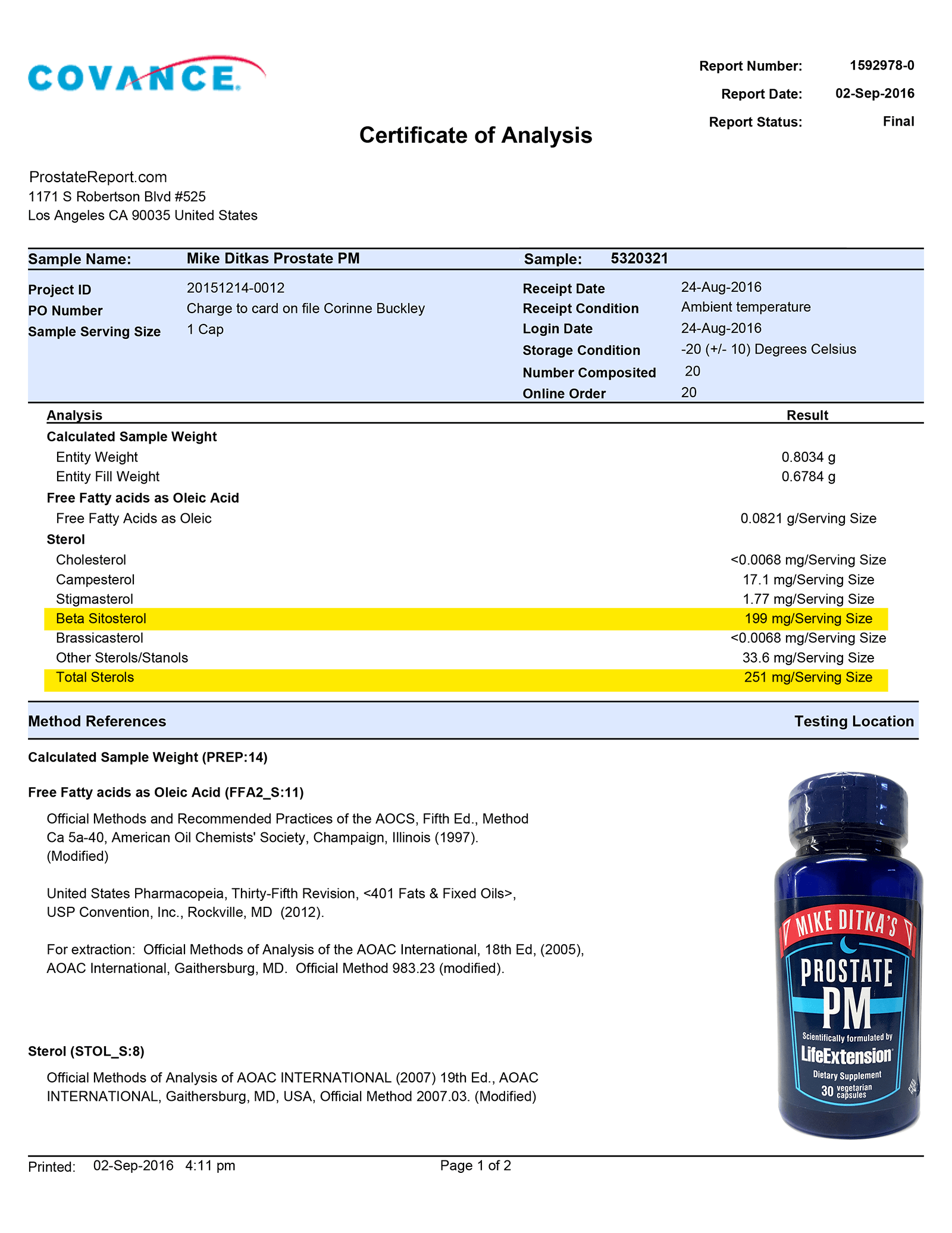 Mike Ditkas Prostate PM lab report