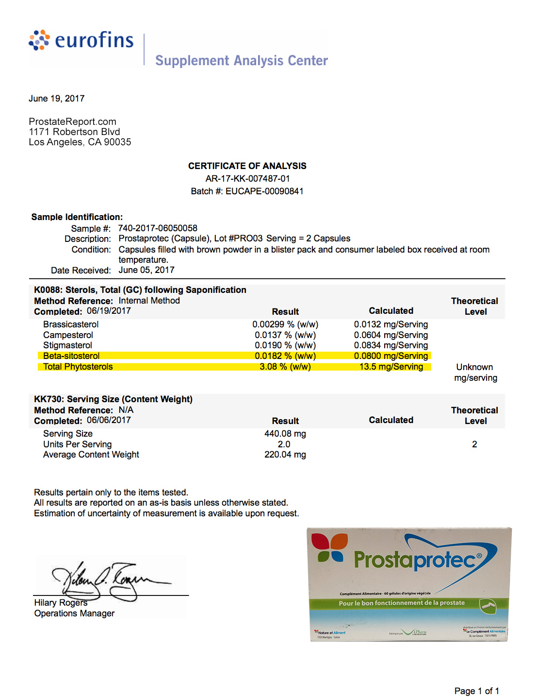 Prostaprotec lab report 