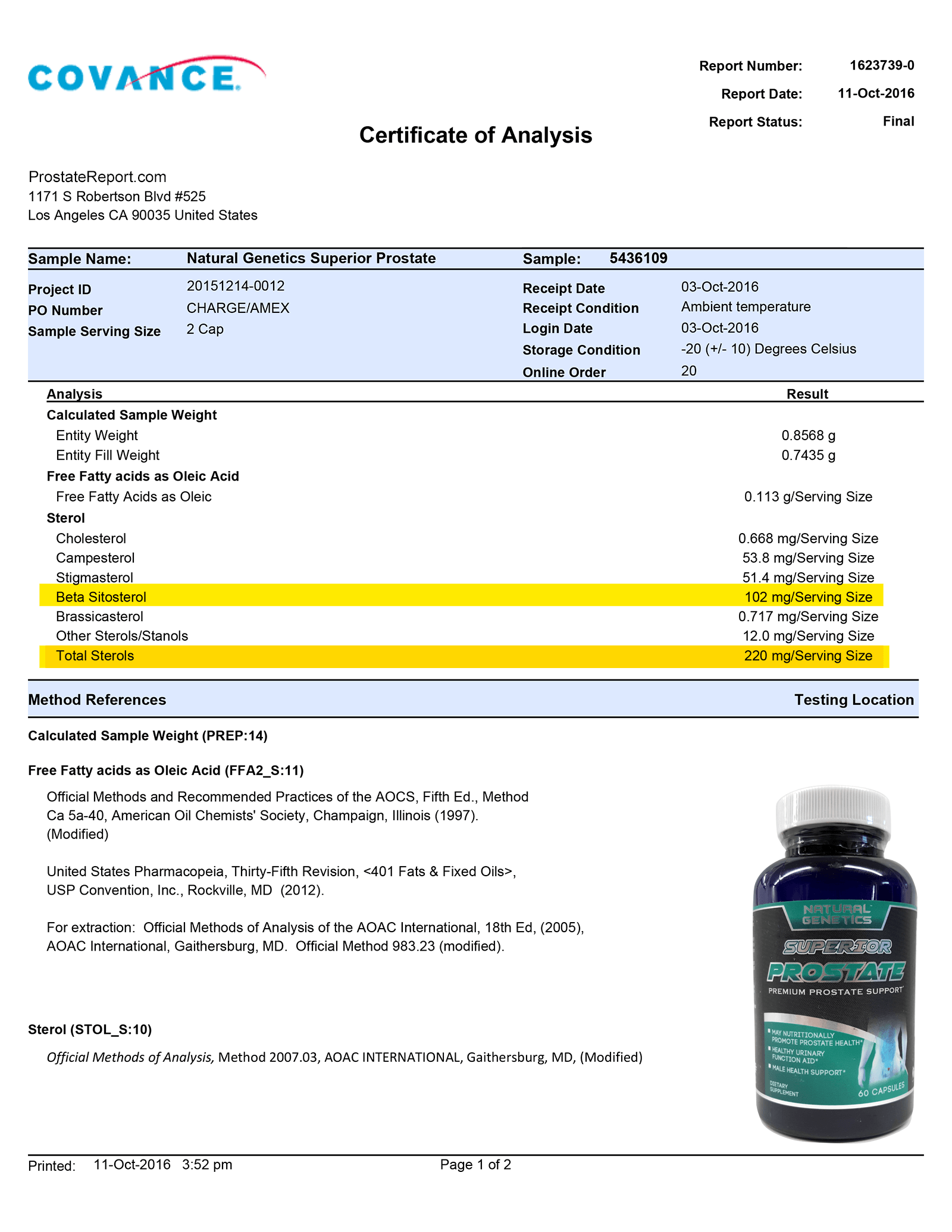 Superior Prostate lab report 