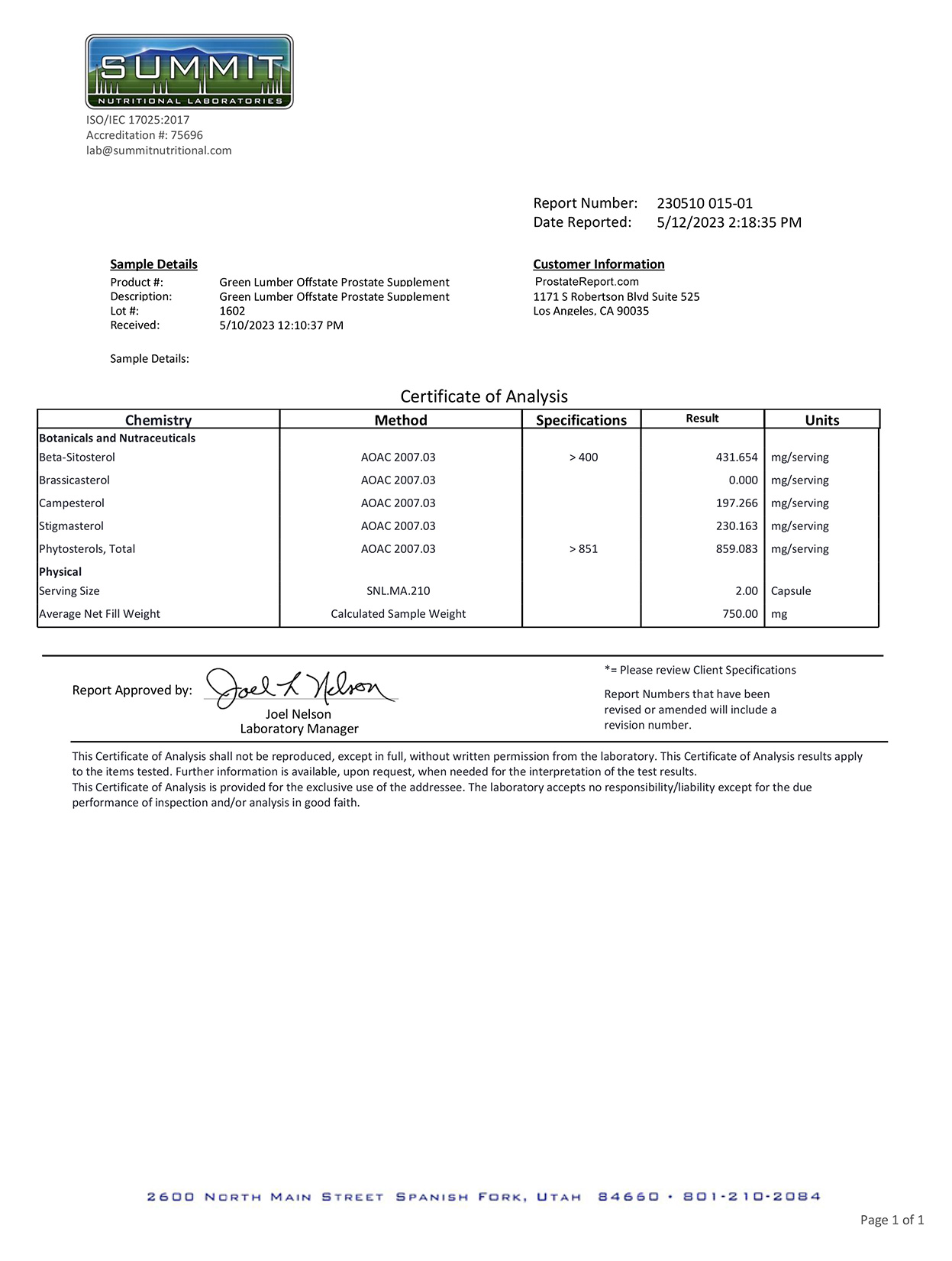 Green Lumber lab report 