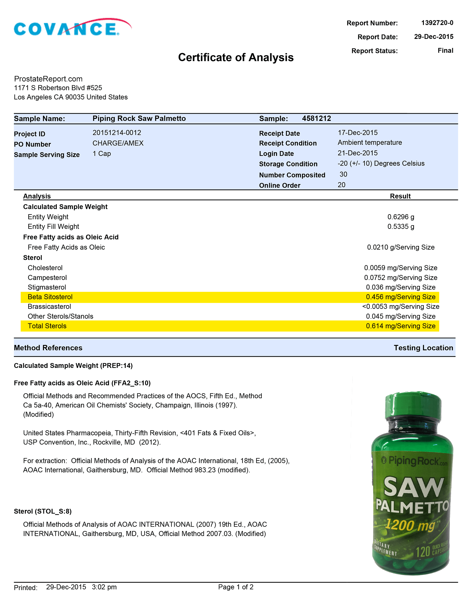 Saw Palmetto lab report 