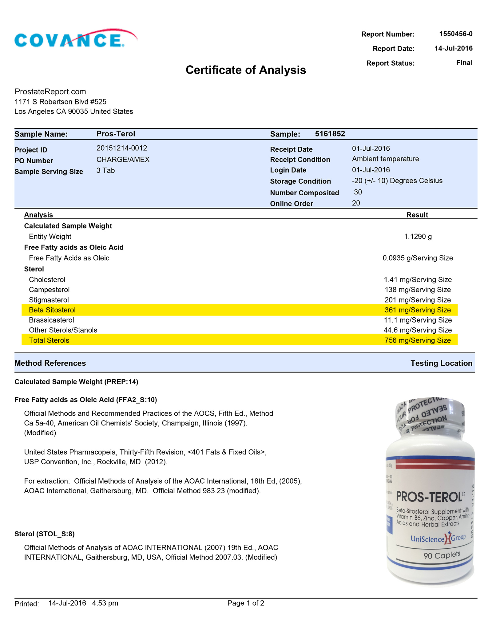 Prosterol lab report 