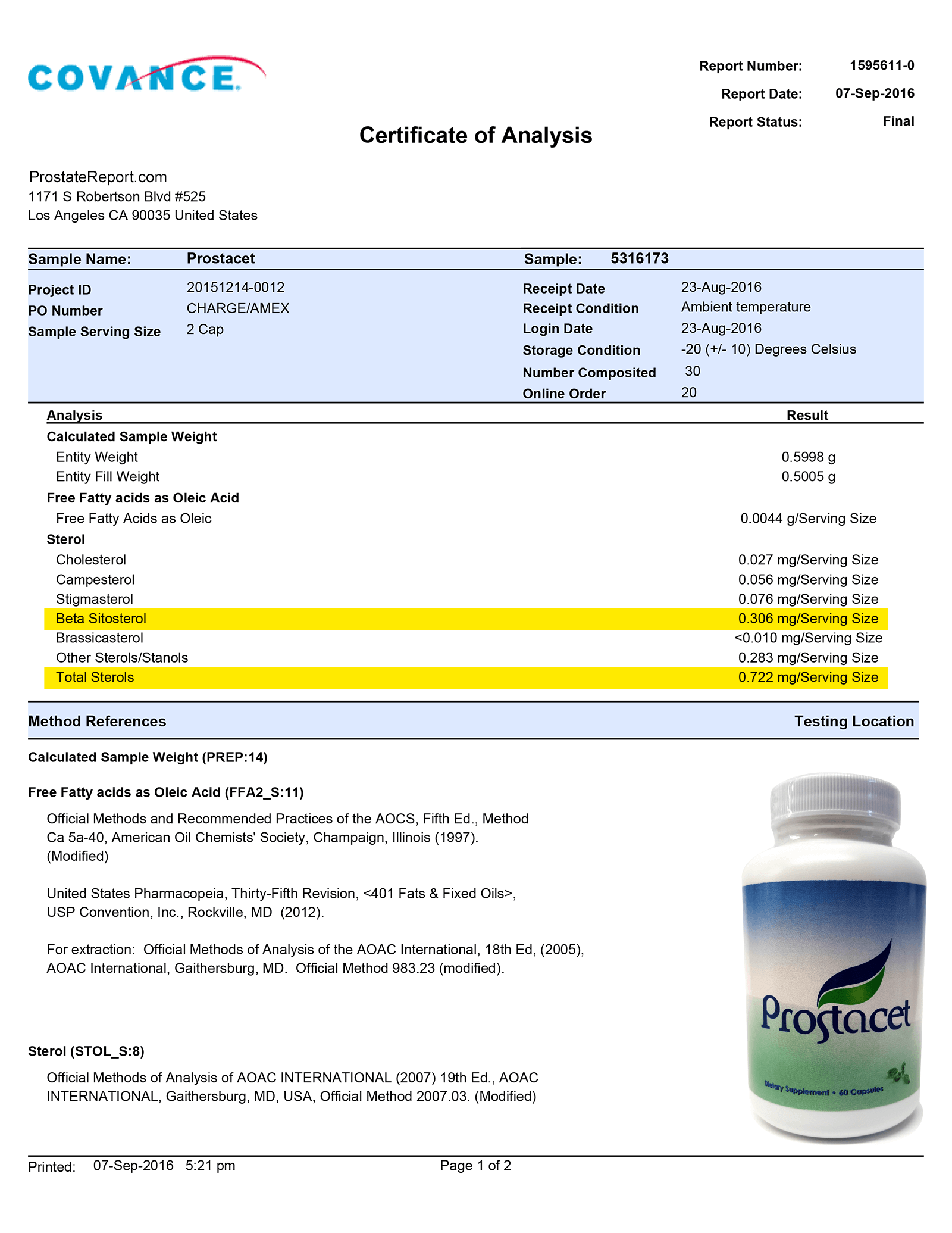 Prostacet lab report