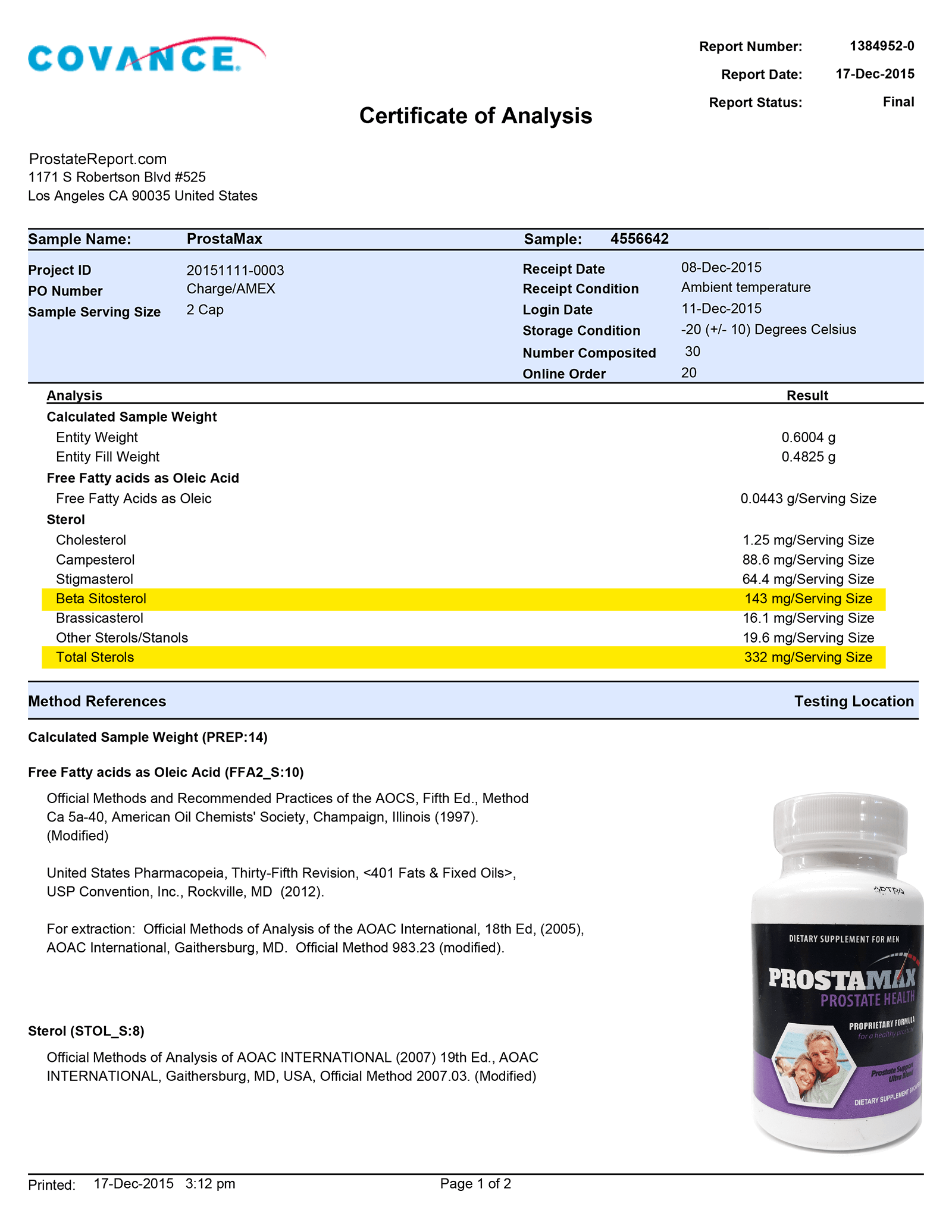 Prostamax lab report 