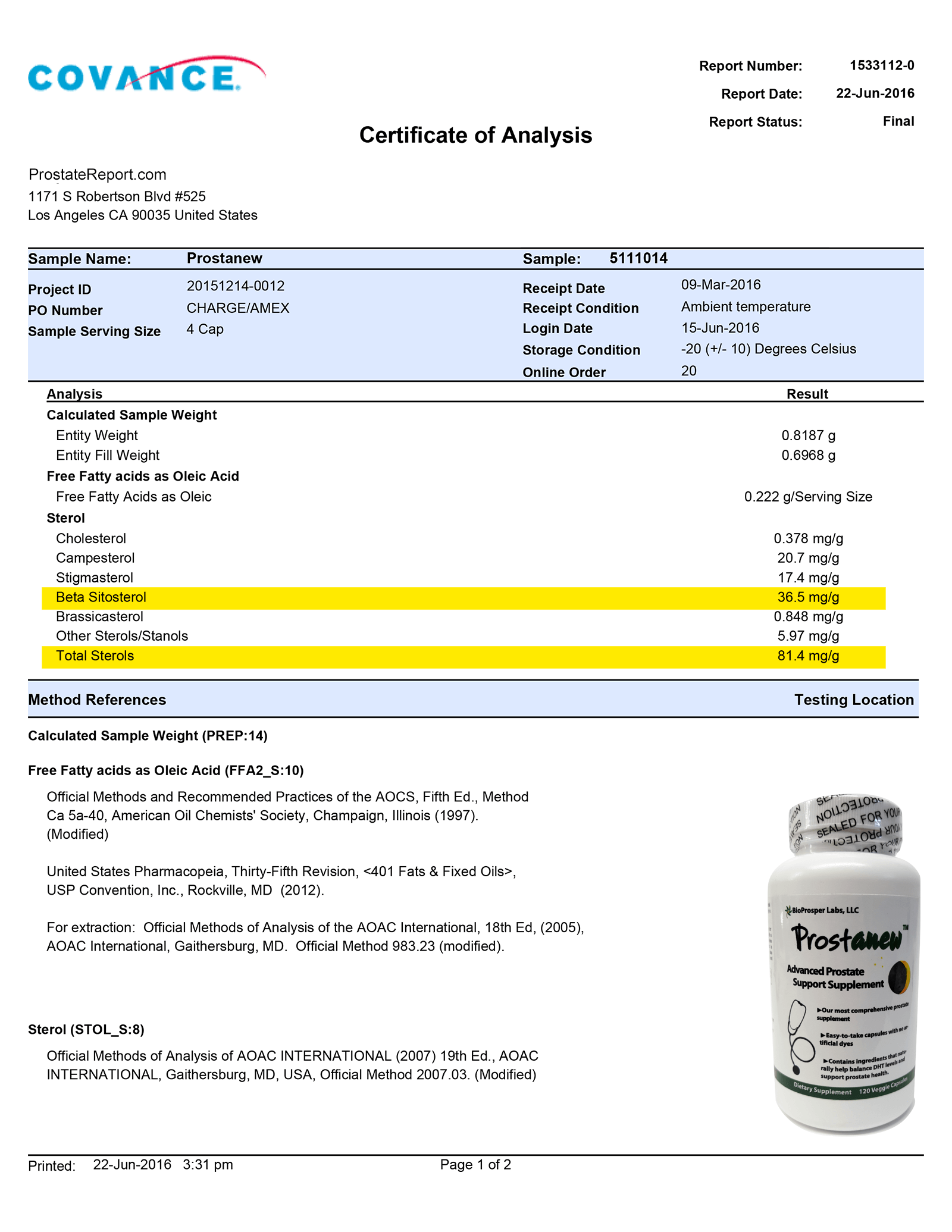 Prostanew lab report 