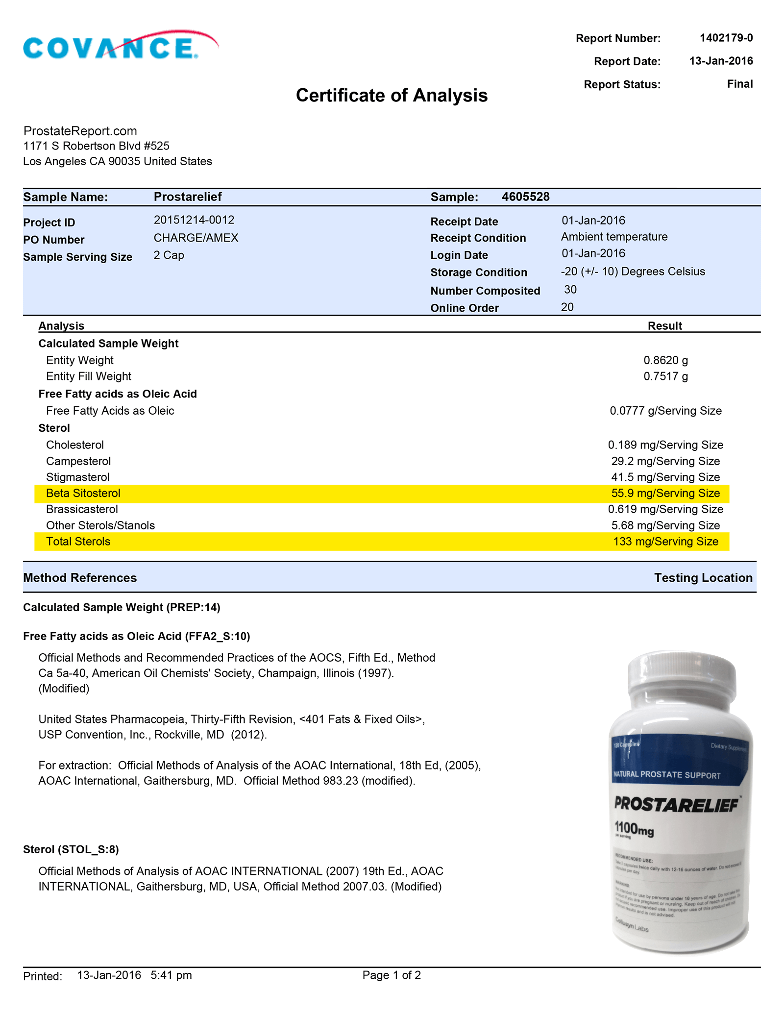 Prostarelief lab report 