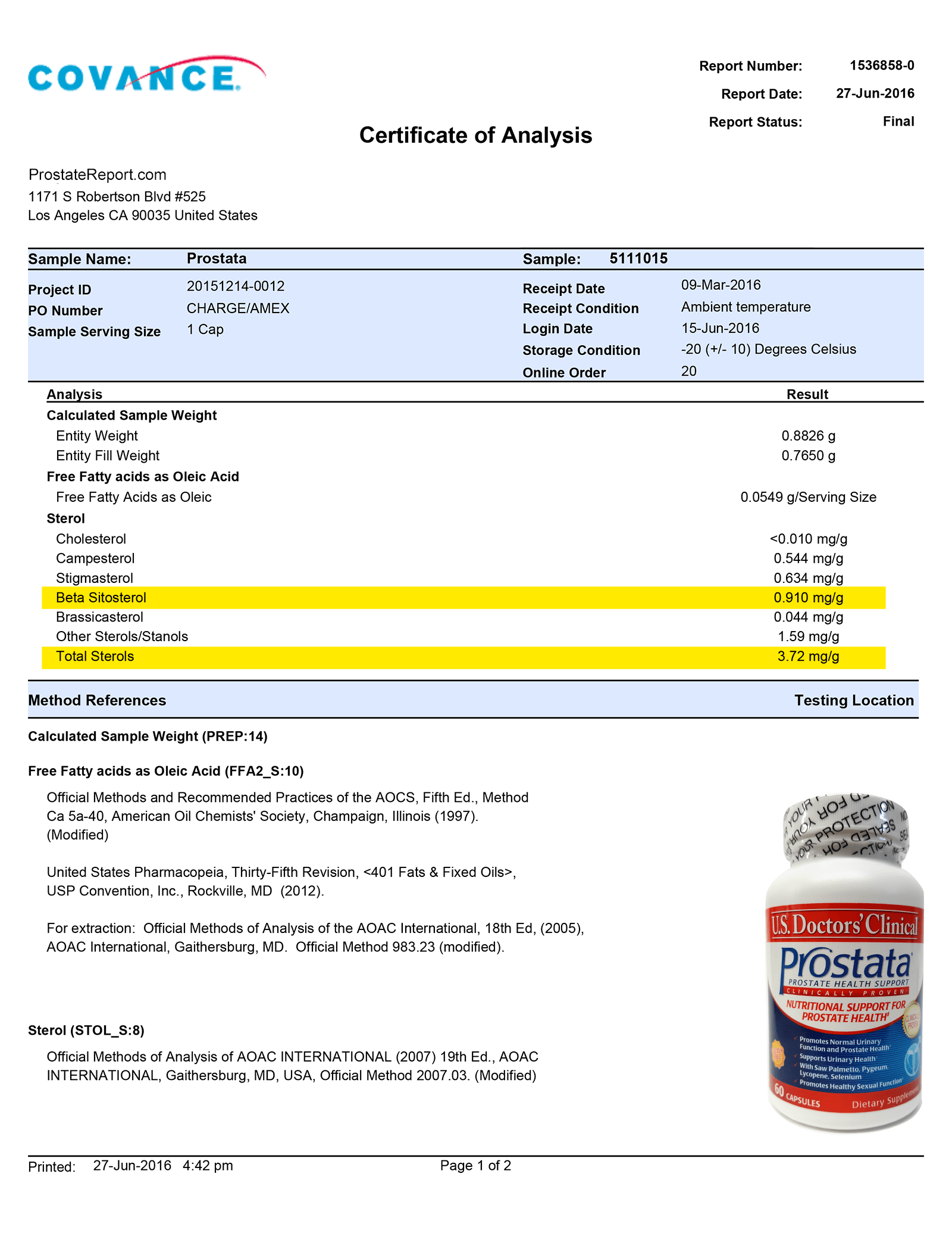 Prostata lab report 