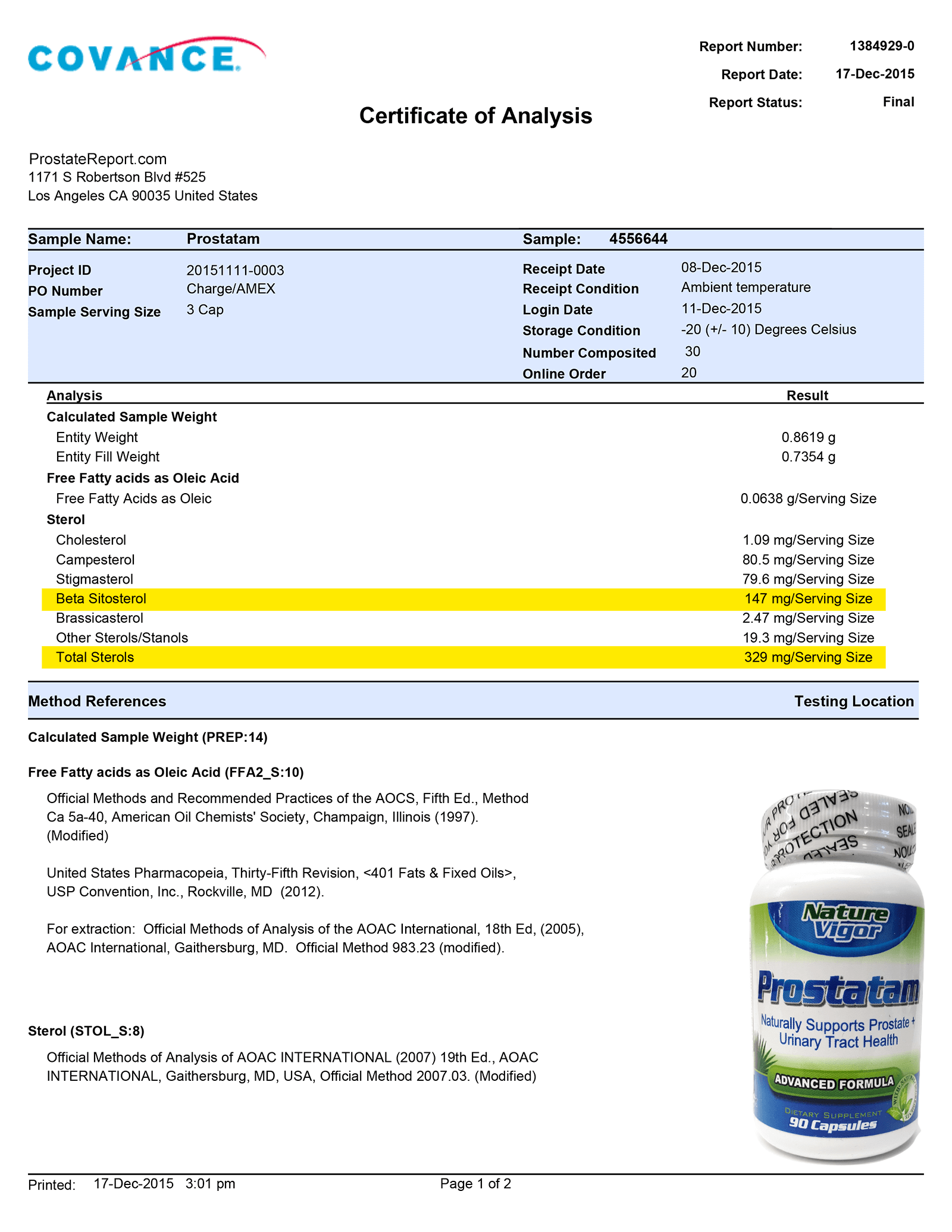 Prostatam lab report 