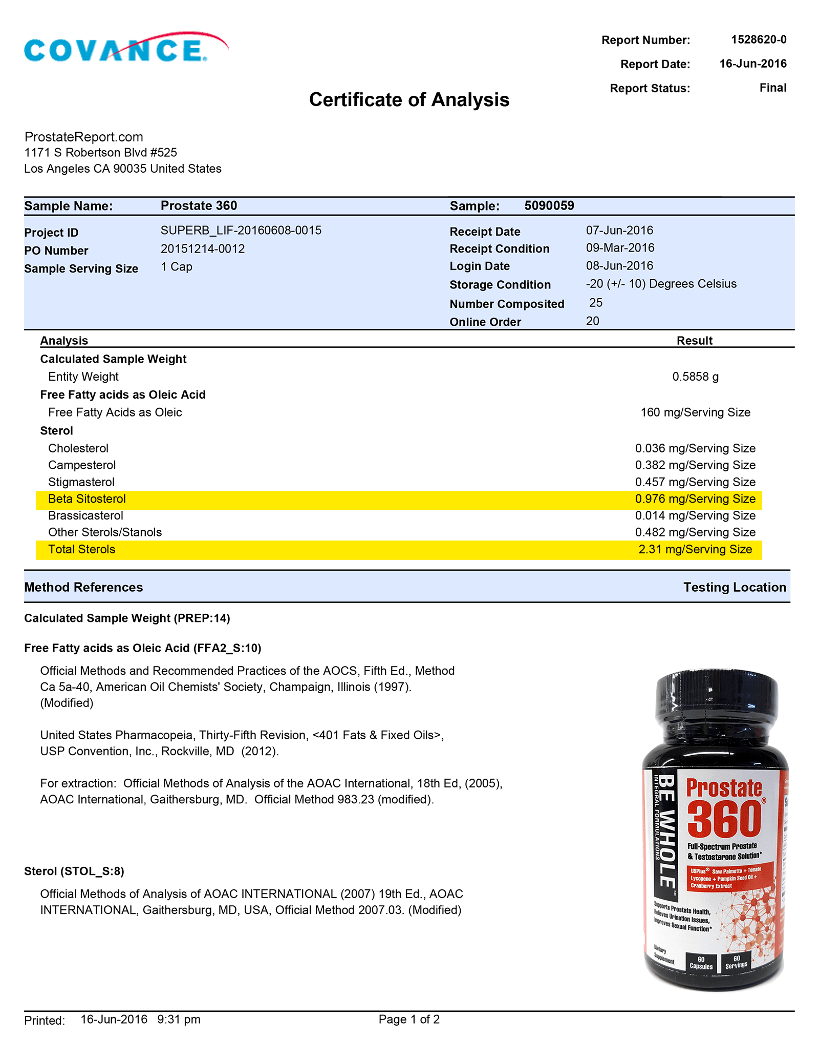 Prostate 360 lab report 