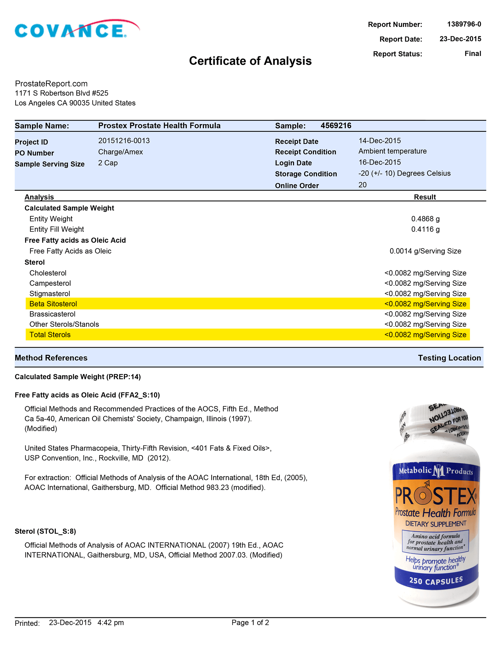 Prostex lab report 