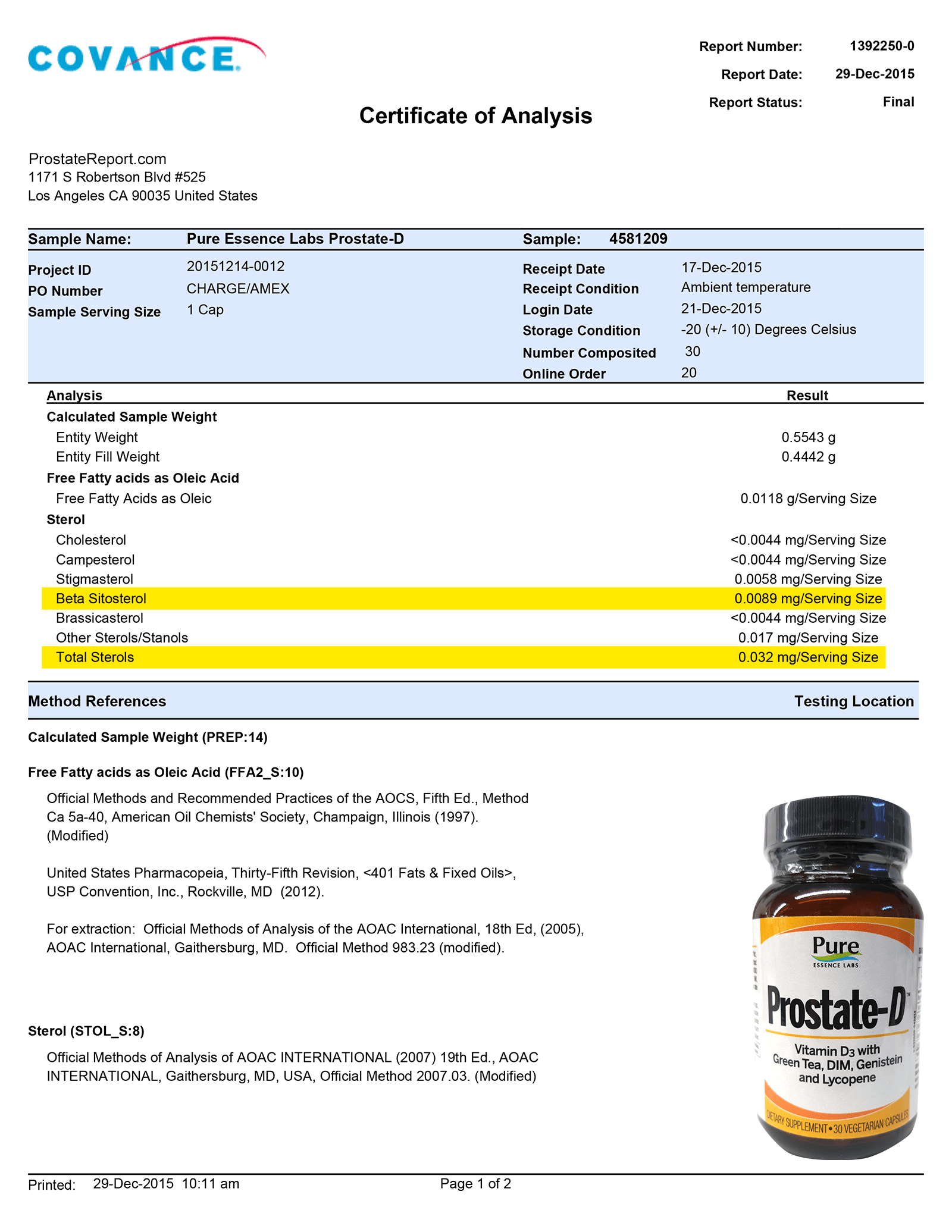 Prostate-D lab report 