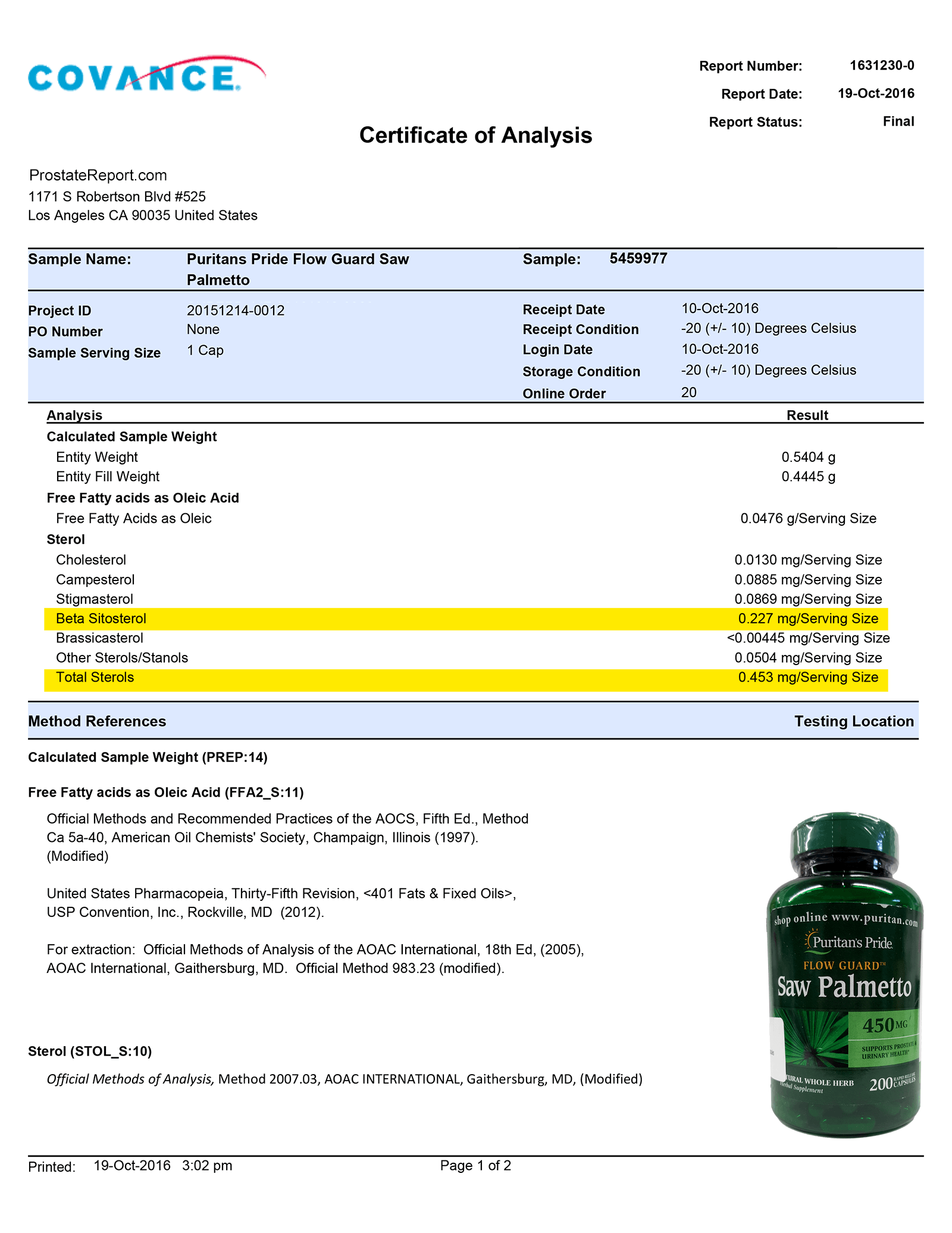 Flow Guard Saw Palmetto lab report 