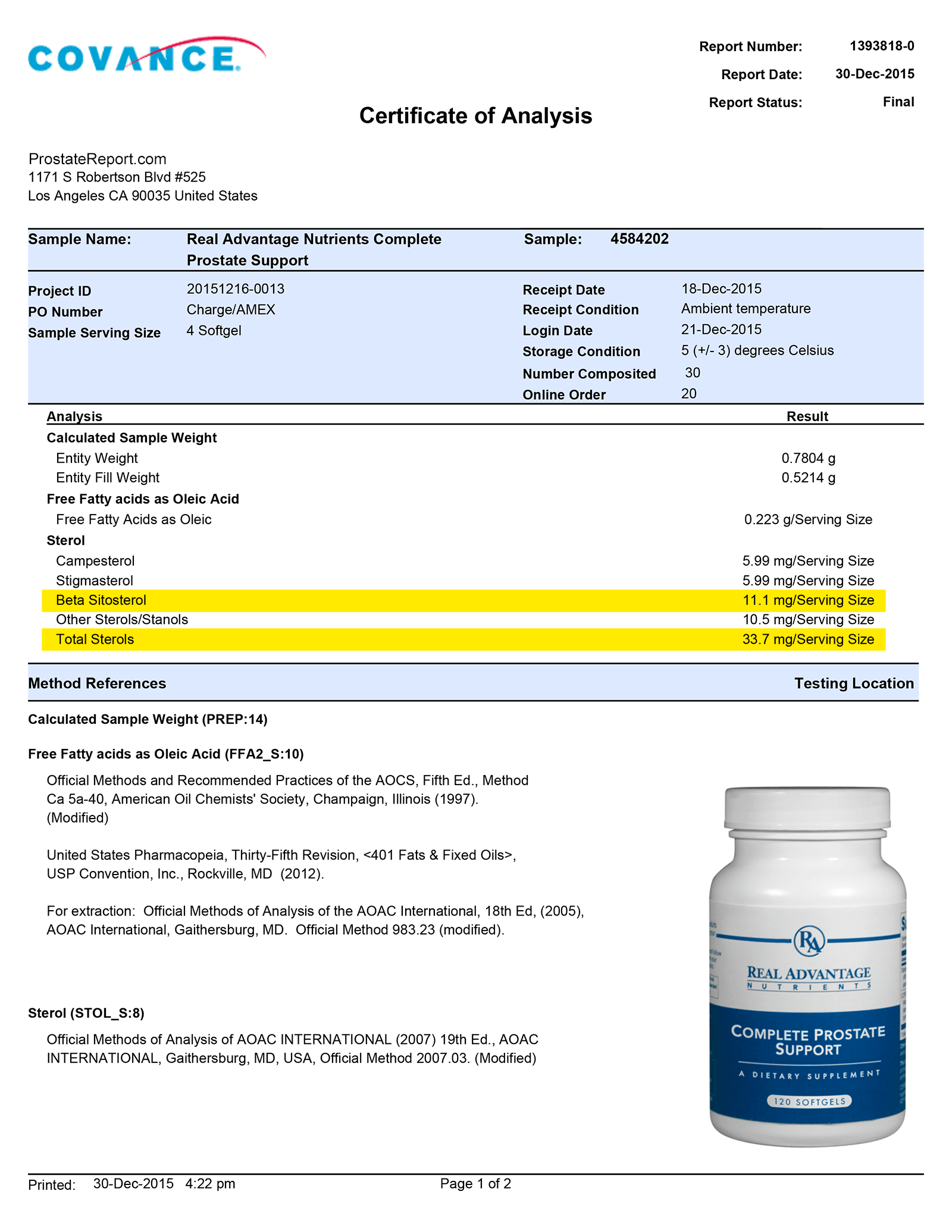 Complete Prostate Support lab report 