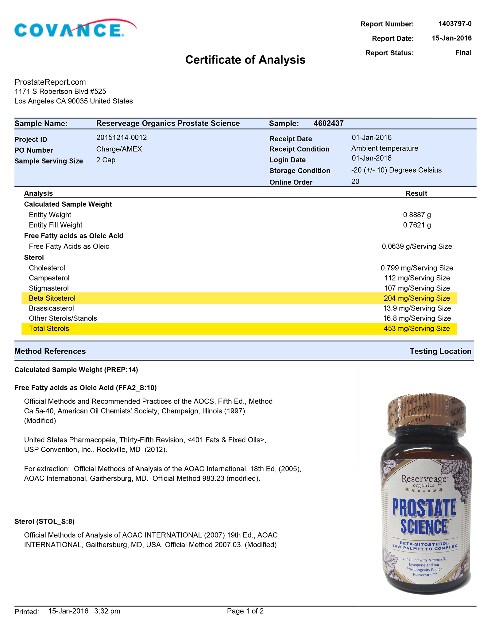 Prostate Science lab report 