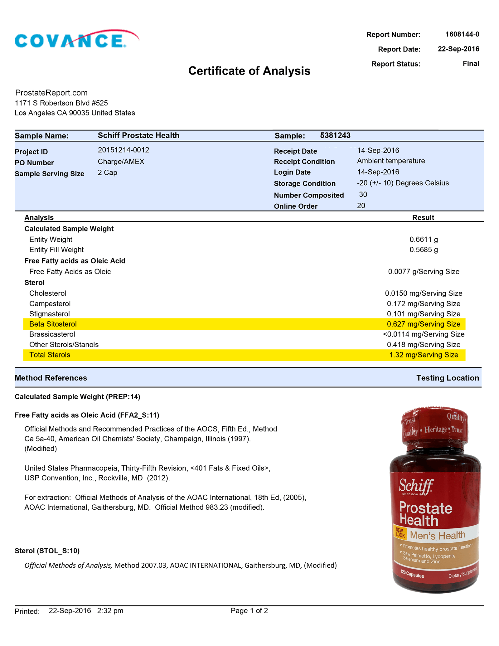 Prostate Health lab report