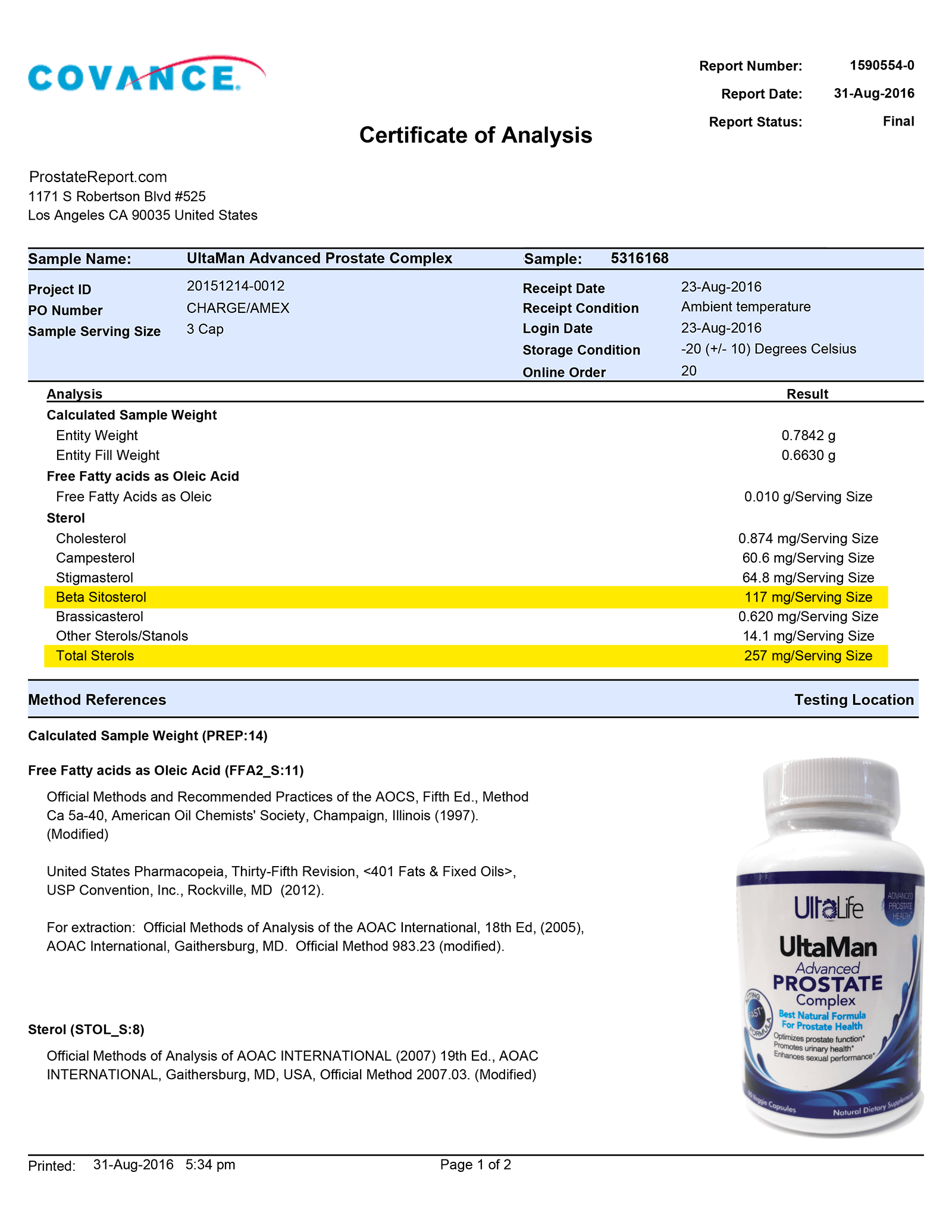 UltaMan Advanced Prostate Complex lab report