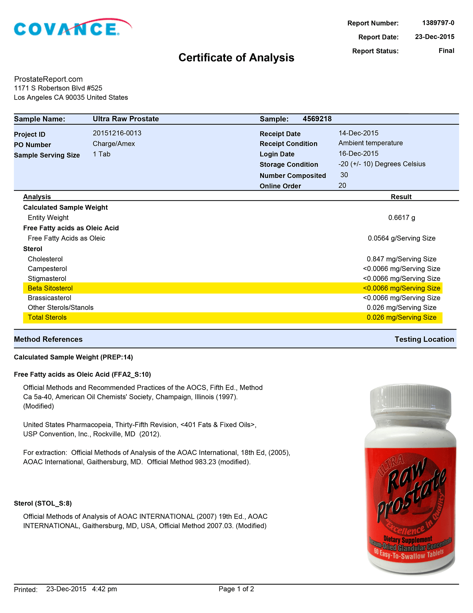 Raw Prostate lab report 