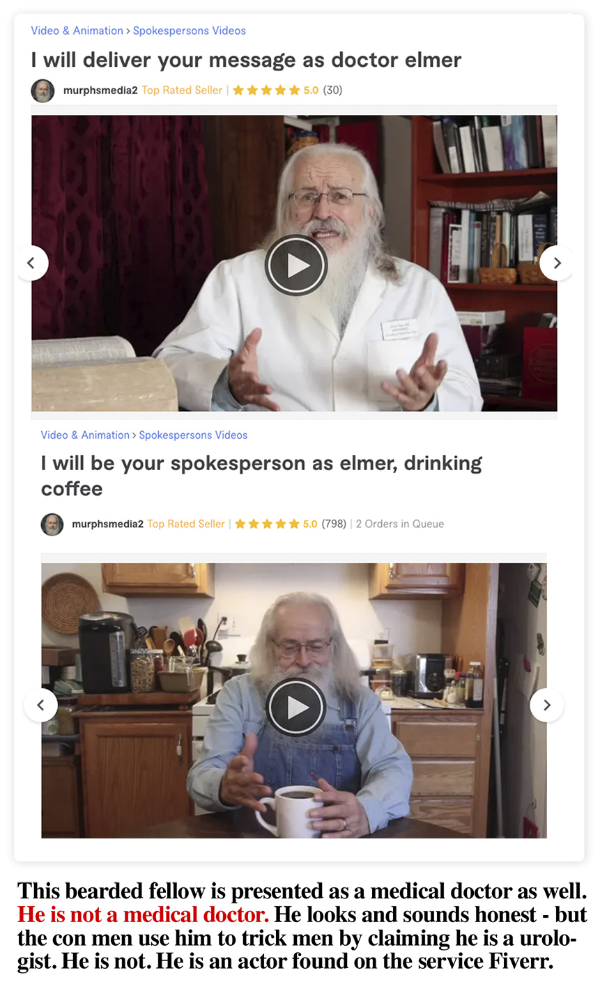 actor with white beard pretending to be doctor